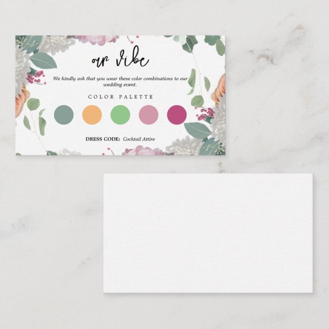 Floral Wedding Theme Dress Code Enclosure Card (Front/Back)