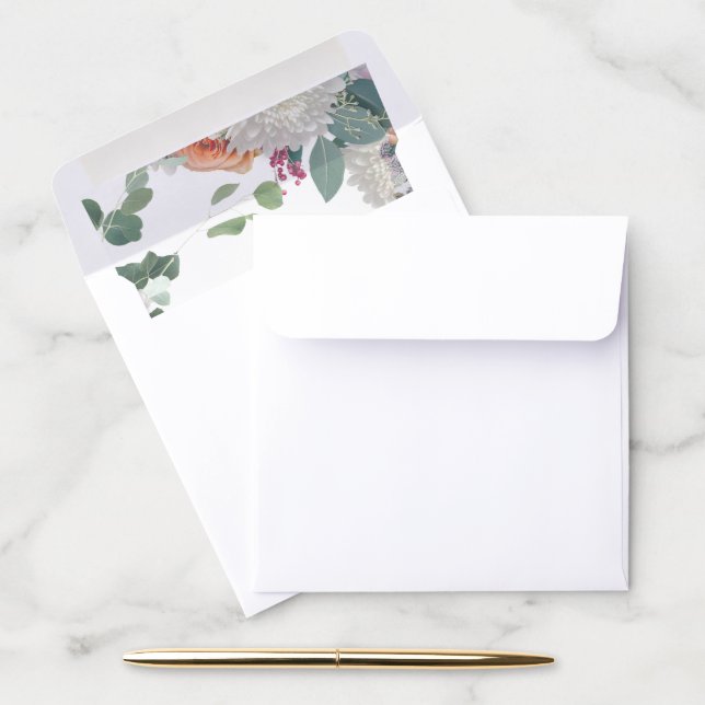 Floral Wedding Theme Envelope Liner (Desk)