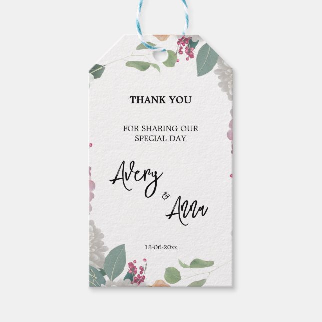 Floral Wedding Theme Gift Tags (Front)