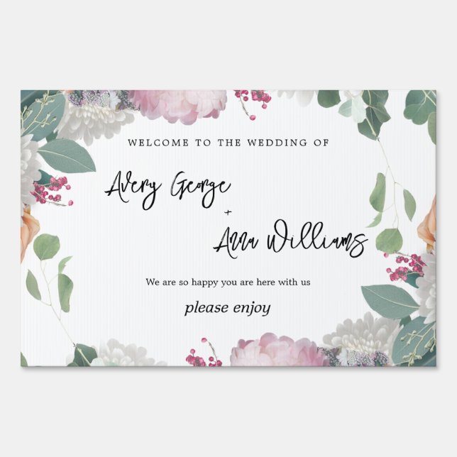 Floral Wedding Theme Sign (Front)