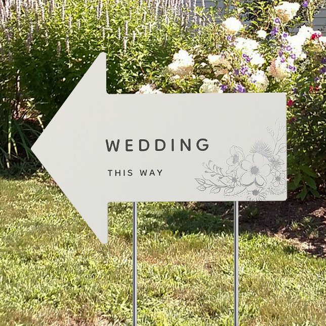 Floral Wedding This Way Arrow Yard Sign (Creator Uploaded)