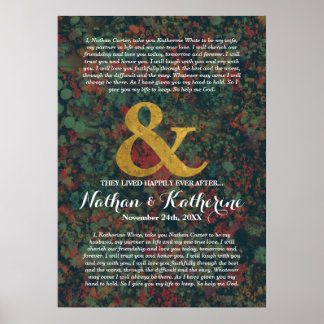 Floral Wedding Vows Ampersand Happily Ever After Poster