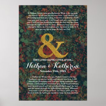 Floral Wedding Vows Ampersand Happily Ever After Poster by INAVstudio at Zazzle