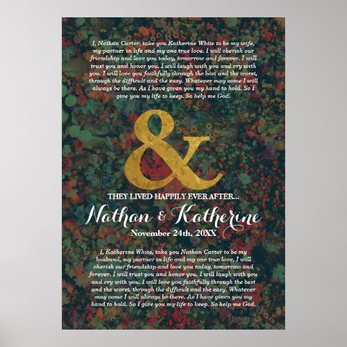 Floral Wedding Vows Ampersand Happily Ever After Poster