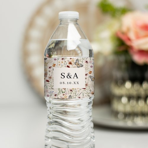 Floral Wedding Water Bottle Label
