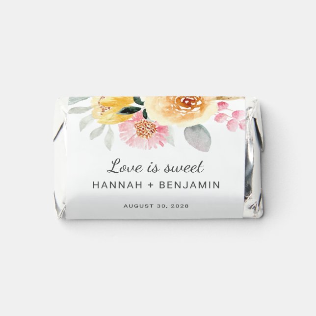 Floral Wedding Watercolor Modern Thank You Hershey's Miniatures (Front)