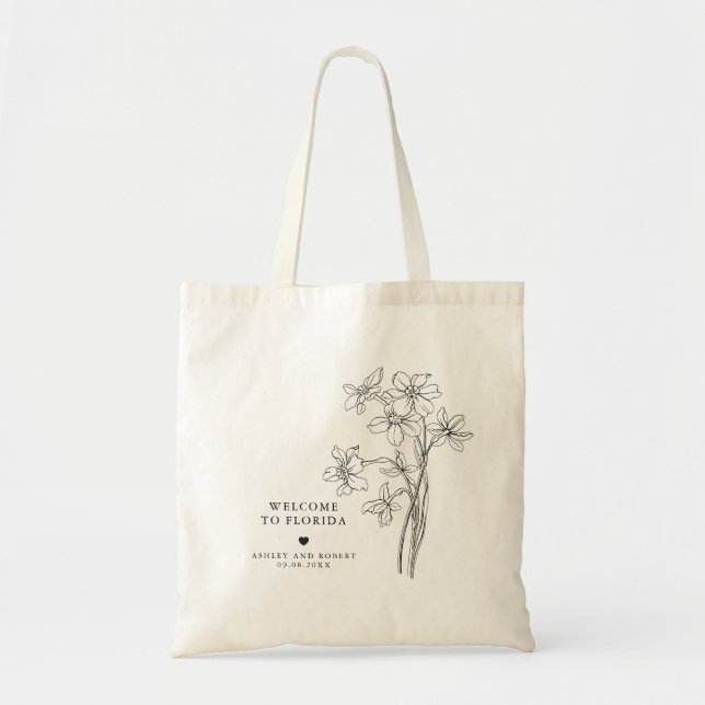 Floral Wedding Welcome Bag, Destination Tote Bag (Front)
