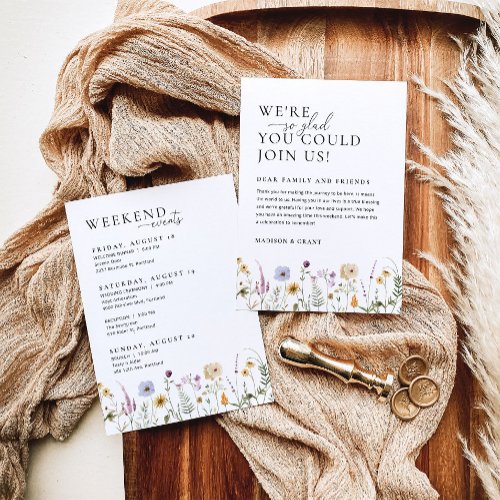 Floral Wedding Welcome Bag Note  Itinerary Card