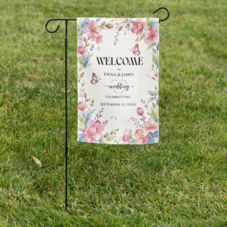 Floral Wedding Welcome Garden Flag