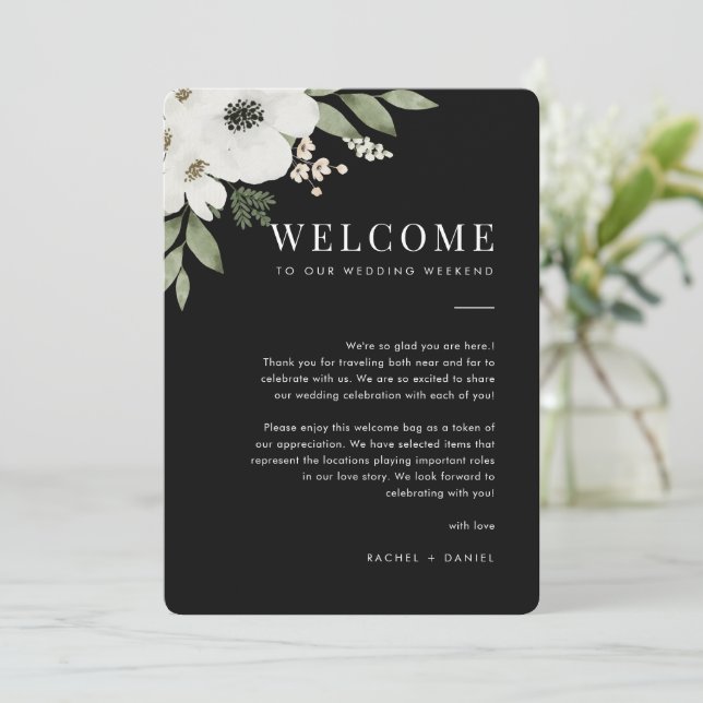 Floral Wedding Welcome Letter & Itinerary Card (Standing Front)