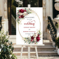 Floral Wedding Welcome Poster Rustic Elegant