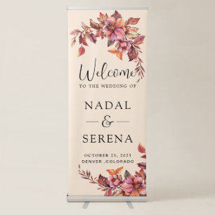 Floral Wedding Welcome Retractable Banner