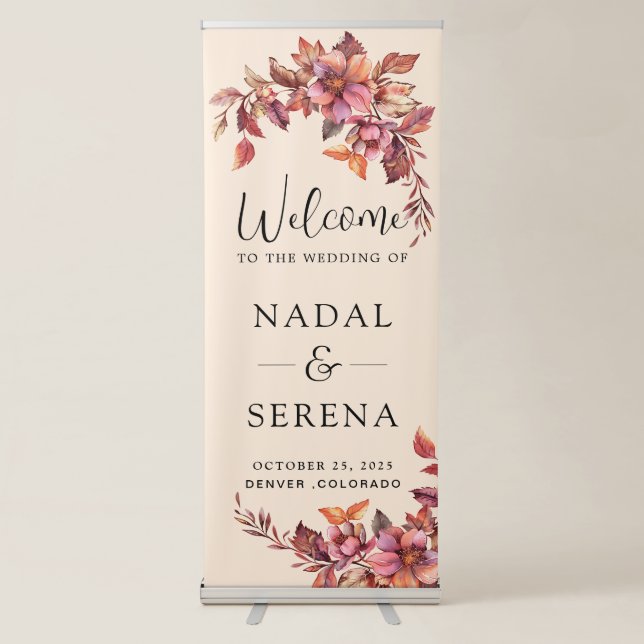 Floral Wedding Welcome  Retractable Banner (Front)