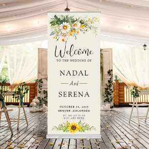 Floral Wedding Welcome Retractable Banner