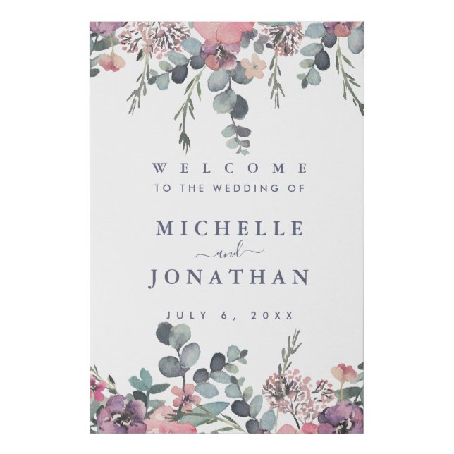 Floral Wedding Welcome Sign (Front)