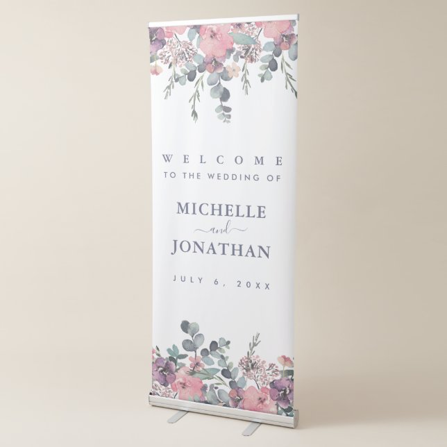 Floral Wedding Welcome Sign Banner (3/4)