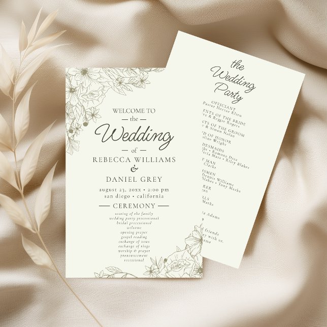 Floral Wedding Welcome Sign with Ceremony Program (Creator Uploaded)