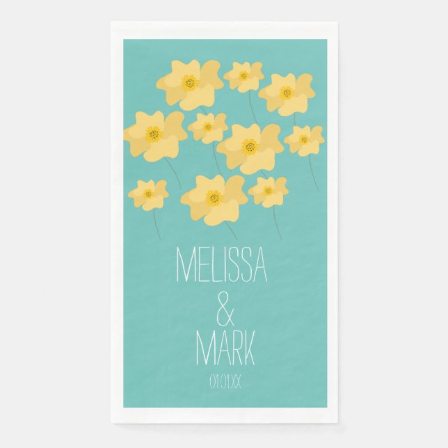  Floral Wedding Wildflower Couples Name      Paper Guest Towels (Front)