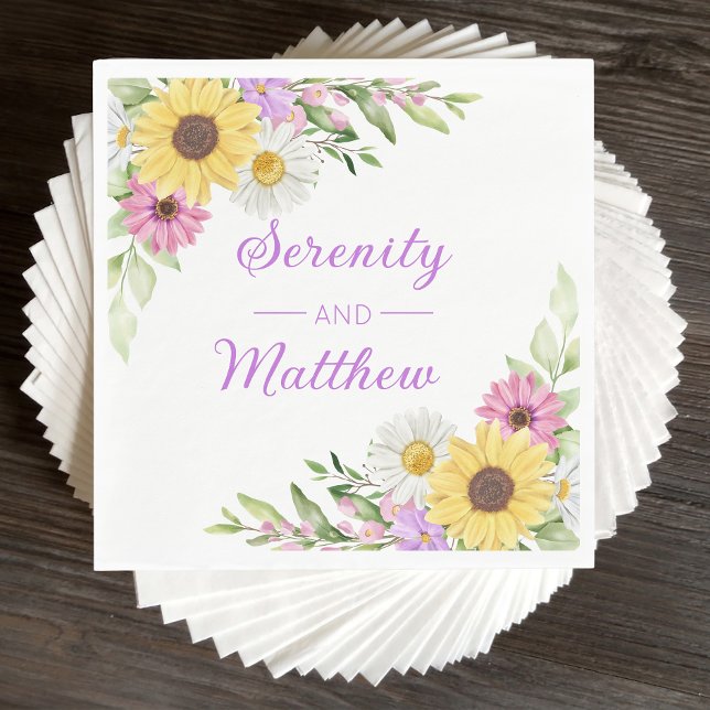 Floral Wedding Wildflower Sunflower Daisy Boho Napkins (Creator Uploaded)