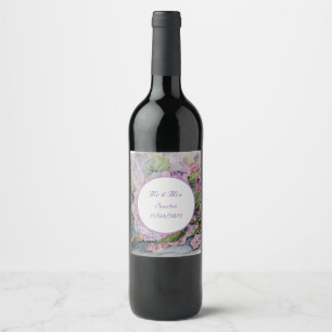 Floral Wedding with saying Napkins Wine Label