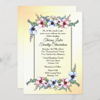 Floral Wedding Yellow Invitation