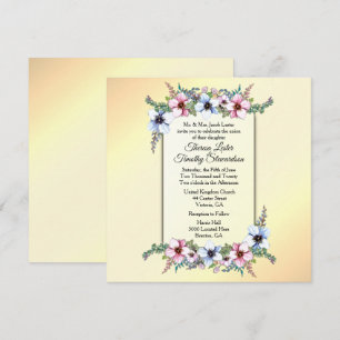 Floral Wedding Yellow Invitation