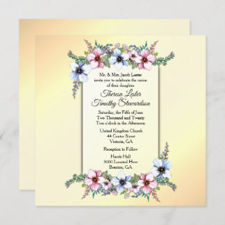 Floral Wedding Yellow Invitation