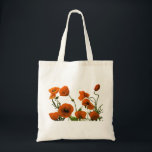 Floral Weddings Bridesmaid Gift Favor Orange Poppy Tote Bag<br><div class="desc">Printed with pretty and colorful artistic image of orange watercolor poppy flowers in solid white background.</div>