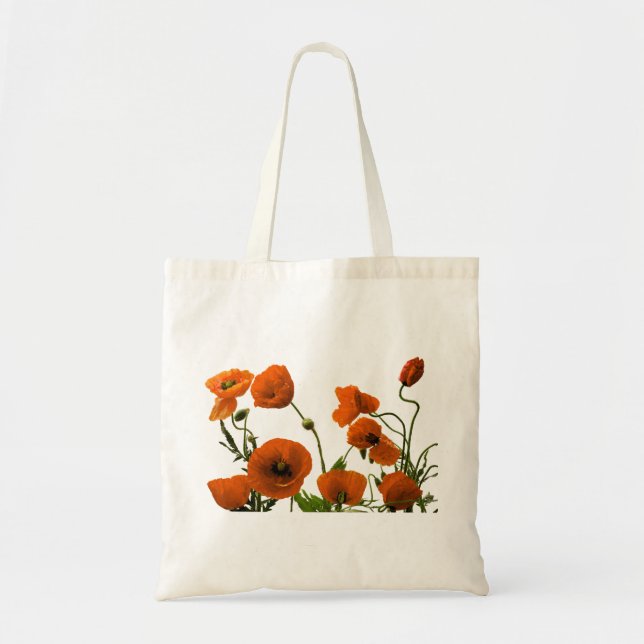 Floral Weddings Bridesmaid Gift Favor Orange Poppy Tote Bag (Front)