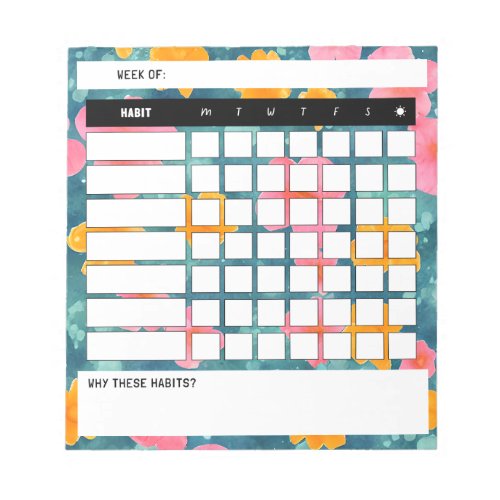 Floral Weekly Habit Tracker Notepad
