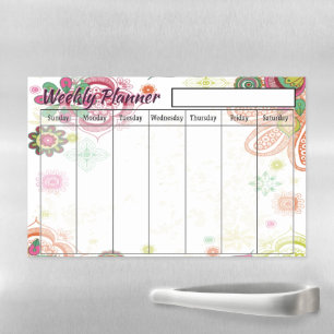Floral Weekly planner  Magnetic Dry Erase Sheet
