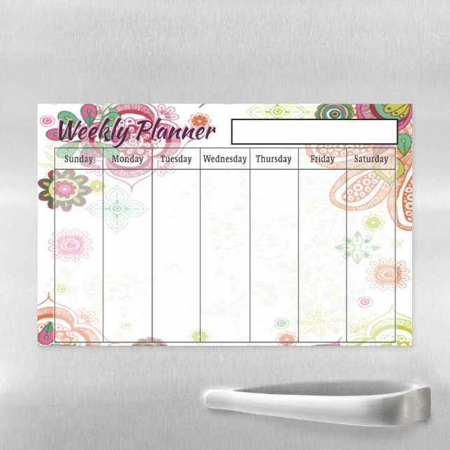 Floral Weekly planner  Magnetic Dry Erase Sheet (In Situ)