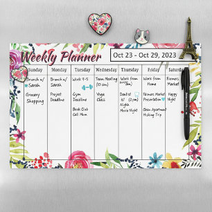 Floral Weekly planner  Magnetic Dry Erase Sheet
