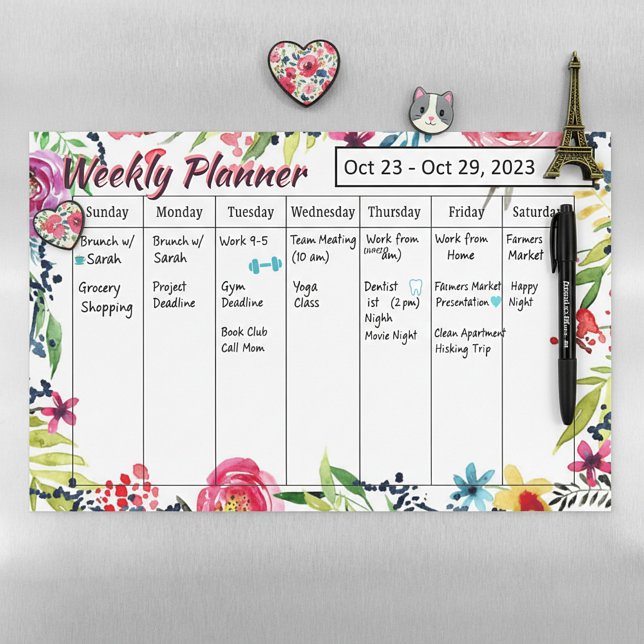 Floral Weekly planner  Magnetic Dry Erase Sheet (Creator Uploaded)