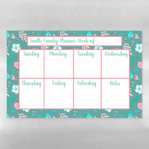 Floral Weekly Planner Magnetic Dry Erase Sheet