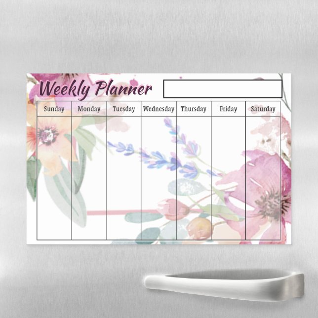 Floral Weekly planner  Magnetic Dry Erase Sheet (In Situ)