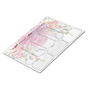 floral weekly planner note pad personalized quote