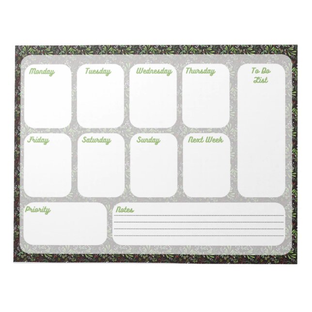 Floral Weekly Planner Notepad | Organize Your Week (Front)