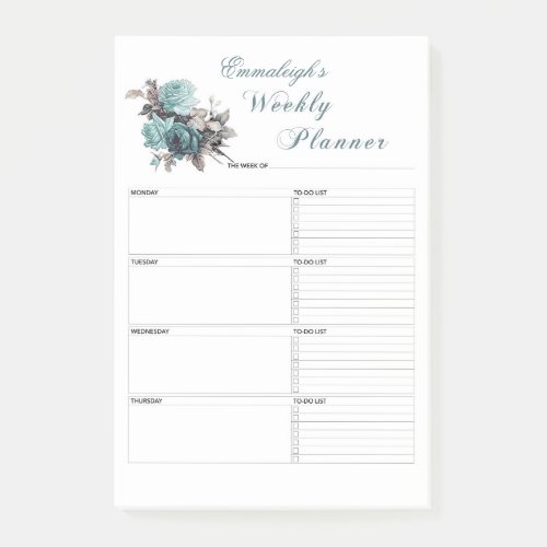Floral Weekly Planner Personalized Post_it Notes