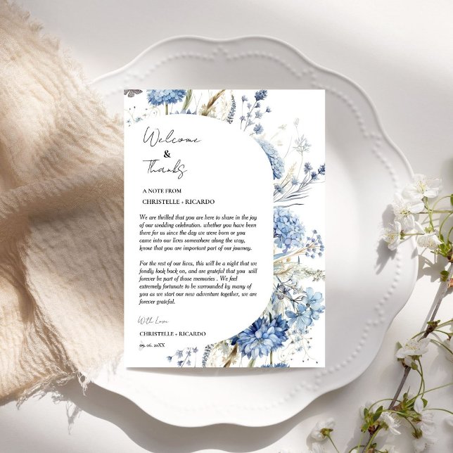 Floral  welcome and thank you wedding guest table  card (Creator Uploaded)