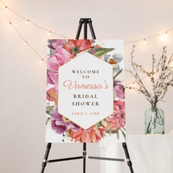 Floral Welcome Bridal Shower Sign by Vineyard at Zazzle