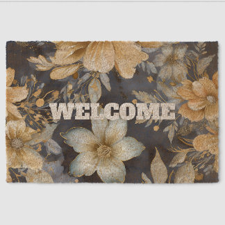 Floral Welcome Fiber Doormat