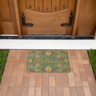Floral Welcome Fiber Doormat