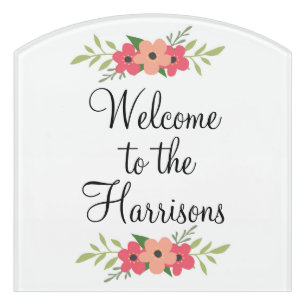 Floral Welcome Front Door Sign