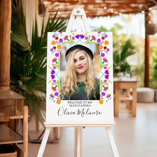 Floral Welcome Photo Mexican Fiesta Flowers Easel Foam Board