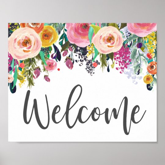 Floral Welcome Poster | Zazzle.com