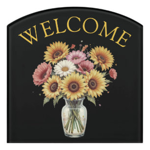 floral welcome sign