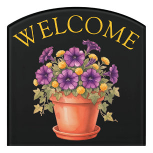 floral welcome sign