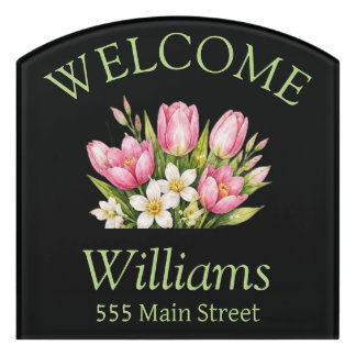 floral welcome sign