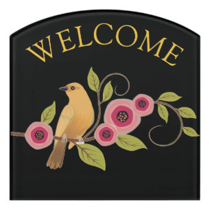 floral welcome sign